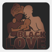 Schwarze Liebe Quadratischer Aufkleber (Vorderseite)