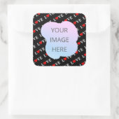 Schwarze LIEBE Trendschwarz und Weiß Quadratischer Aufkleber (Tasche)