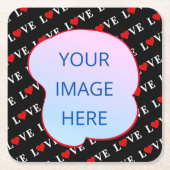 Schwarze LIEBE Trendschwarz und Weiß Rechteckiger Pappuntersetzer (Vorderseite)