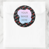 Schwarze LIEBE Trendschwarz und Weiß Runder Aufkleber (Tasche)