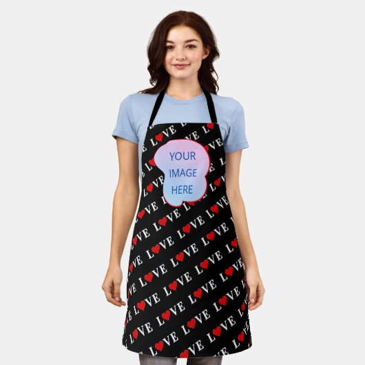 Schwarze LIEBE Trendschwarz und Weiß Schürze (Getragen)