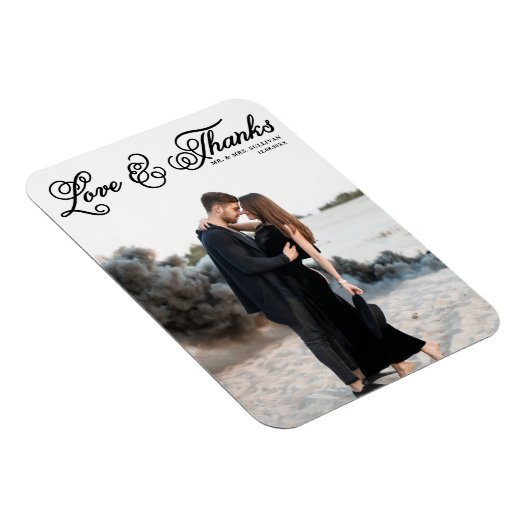 Schwarze Liebe und Dank Hübsches Script Foto Hochz Magnet (Rechte Seite)