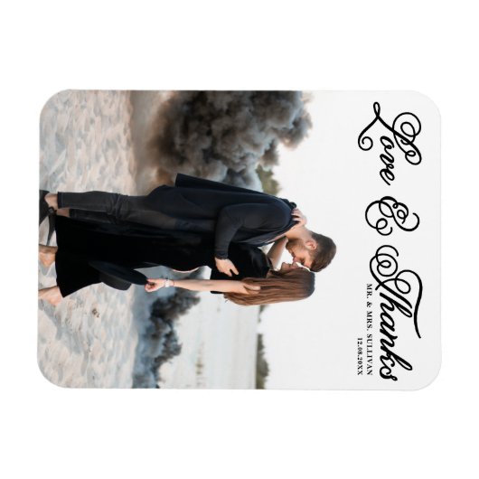 Schwarze Liebe und Dank Hübsches Script Foto Hochz Magnet (Horizontal)