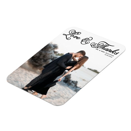 Schwarze Liebe und Dank Hübsches Script Foto Hochz Magnet (Linke Seite)