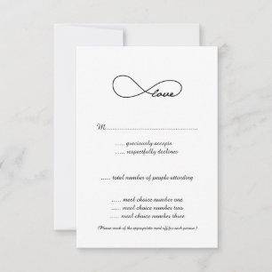 Schwarze Liebes-Unendlichkeit Hochzeit RSVP-Karten RSVP Karte