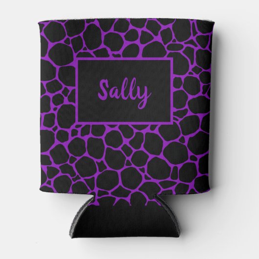 Schwarze Lila Animal Print Monogram kann kühler we Dosenkühler (Vorderseite)