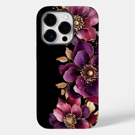 Schwarze Lila Blume Case-Mate iPhone Hülle (Rückseite)