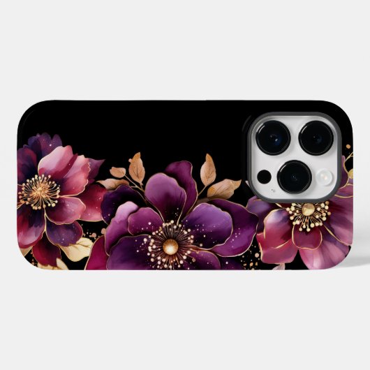 Schwarze Lila Blume Case-Mate iPhone Hülle (Rückseite (Horizontal))