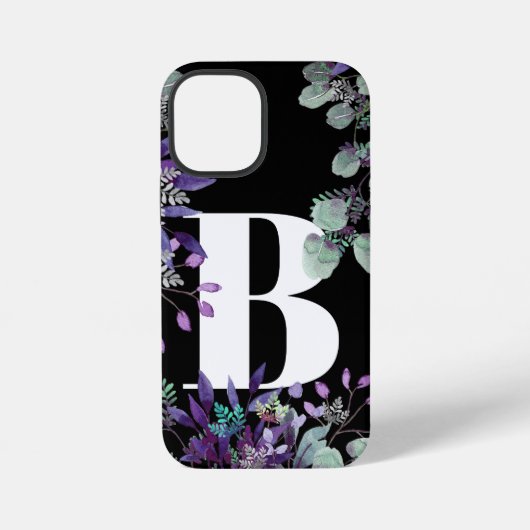 SCHWARZE LILA BLUMENTYPOGRAFIE iPhone HÜLLE (Rückseite)