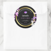 Schwarze Lila Blumenverpackungsmarken Gold Runder Aufkleber (Tasche)
