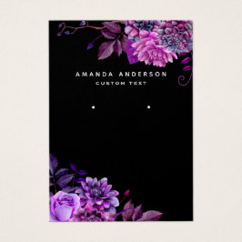 Schwarze lila Blütenhalterung Ohrkarte