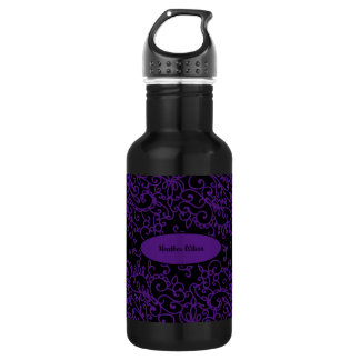 Schwarze Lila Flasche Wasser Flasche mit Name Edelstahlflasche