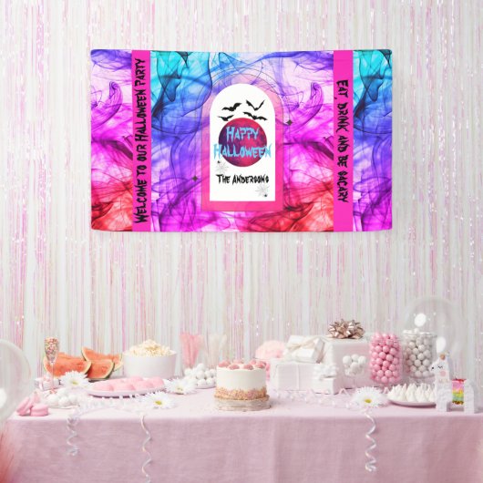Schwarze Lila Fledermäuse Glückliches Halloween Pa Banner (Party)