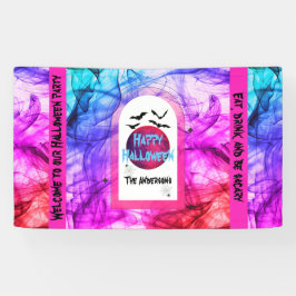 Schwarze Lila Fledermäuse Glückliches Halloween Pa Banner