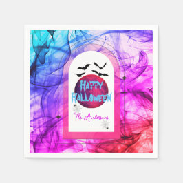 Schwarze Lila Fledermäuse Spooky Moderne glücklich Serviette