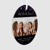 Schwarze lila Freunde für immer Glitzer Foto Ornament (Vorderseite)