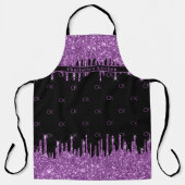 Schwarze lila Glitzer Tropfen mit gürtelförmigen M Schürze (Vorderseite)