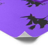 Schwarze lila Halloween-Hexen, Broomstick Poster (Ecke)