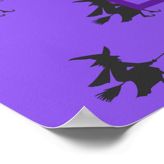 Schwarze lila Halloween-Hexen, Broomstick Poster (Ecke)