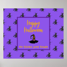 Schwarze lila Halloween-Hexen, Broomstick