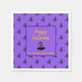 Schwarze lila Halloween-Hexen, Broomstick Serviette