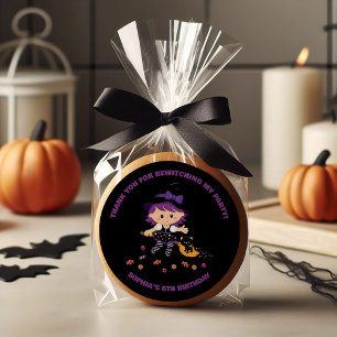 Schwarze Lila Niedliche Girl Halloween Birthday He Runder Aufkleber