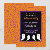 Schwarze lila orange Spinnennetz Halloween-Geist Einladung (Vorne/Hinten)