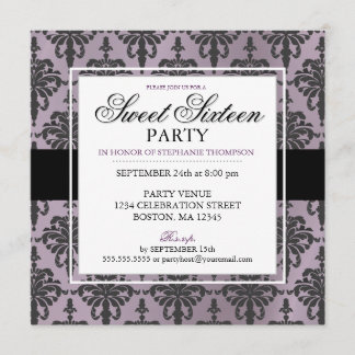 Schwarze lila Party Einladungen des