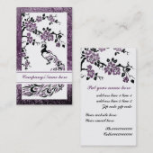 Schwarze, lila Pfau- und Kirschblüten Visitenkarte (Vorne/Hinten)