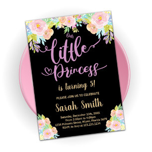 Schwarze Lila Prinzessin Geburtstagseinladungen Einladung
