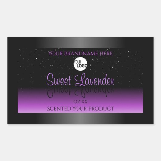 Schwarze Lila Produktkennzeichnungen Weicher Glitz Rechteckiger Aufkleber (Vorderseite)