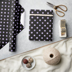 Schwarze lila Punkte Geburtstag Geschenkpapier