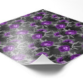 Schwarze Lila Rose Elegante Silver Blätter Garden Fotodruck (Ecke)