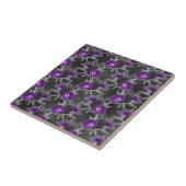 Schwarze Lila Rose Silver Blätter Dark Garden Fliese (Seite)