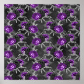 Schwarze Lila Rose Silver Blätter Dark Garden Poster (Vorne)