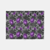 Schwarze Lila Rose Silver Blätter Dunkler Garten Fleecedecke (Vorderseite (Horizontal))