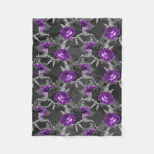 Schwarze Lila Rose Silver Blätter Dunkler Garten Fleecedecke