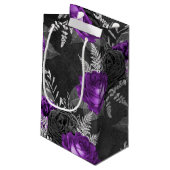 Schwarze Lila Rose Silver Blätter Dunkler Garten Kleine Geschenktüte (Rückseite Schrägansicht)