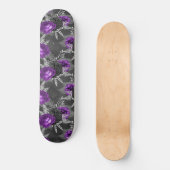 Schwarze Lila Rose Silver Blätter Dunkler Garten Skateboard (Vorderseite)