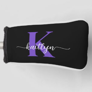 Schwarze lila Schrift Monogramm Golf Headcover