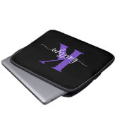 Schwarze lila Schrift Monogramm Laptopschutzhülle (Vorne Knopf)