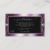Schwarze Lila Sparkle-Diamanten-Initialen Visitenkarte (Rückseite)