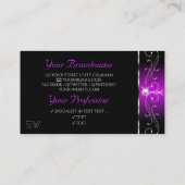 Schwarze Lila Squiggles Sparkling Diamonds Initial Visitenkarte (Rückseite)