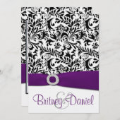 Schwarze lila u. weiße einladung (Vorne/Hinten)