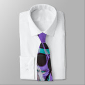 Schwarze Lila und Aquamarine Pinselstriche Krawatte (Gebunden)
