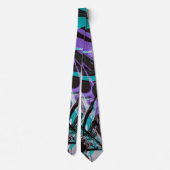 Schwarze Lila und Aquamarine Pinselstriche Krawatte (Rückseite)