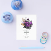 Schwarze, Lila und orange Shabby-Blumenhochzeit Flyer (Einzeln)