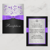 Schwarze, Lila und Silber-Empfang-Abschlusskarte Begleitkarte (Vorne/Hinten)