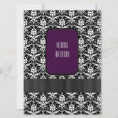 Schwarze, lila und weiße Damastenhochzeit Einladung (Rückseite)