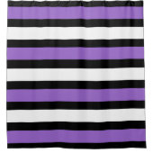 Schwarze, Lila und weiße Streifen Duschvorhang (Vorderseite)